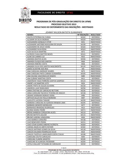 1 - Programa de PÃ³s-GraduaÃ§Ã£o - Faculdade de Direito da UFMG